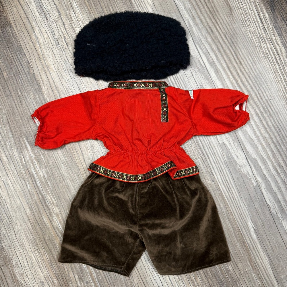 Vintage Cabbage Patch Kids Russian Cossack Outfit Red Tunic Brown‎ Velvet Shorts